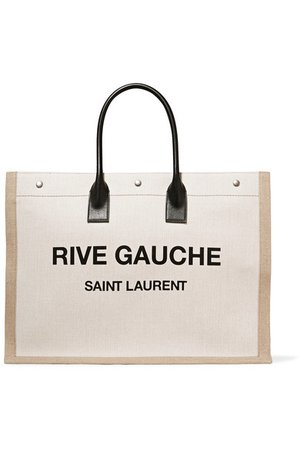 Saint Laurent | Shopper leather-trimmed printed canvas tote | NET-A-PORTER.COM