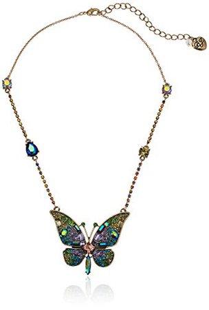 Betsey Johnson "Blooming Betsey" Butterfly Pendant Necklace, Multi, One Size: Clothing