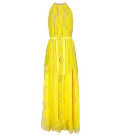 Stella McCartney Lace-trimmed silk maxi dress