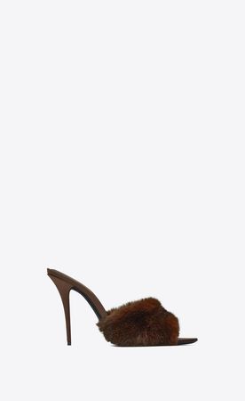 LA 16 HEELED MULES IN ANIMAL FREE-FUR AND SMOOTH LEATHER | Saint Laurent | YSL.com
