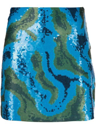 Alberta Ferretti Sequinned camouflage-pattern Skirt - Farfetch