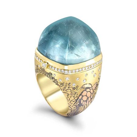 aquamarine and gold ring