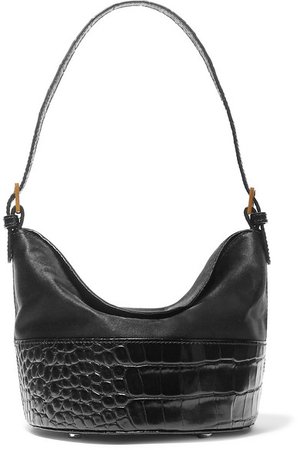 BY FAR | Jamie duchesse-satin and croc-effect leather shoulder bag | NET-A-PORTER.COM