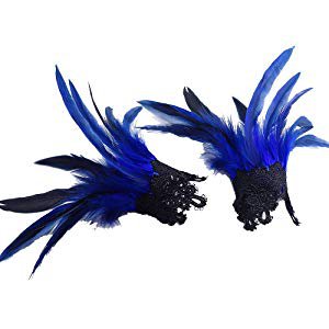 Amazon.com: L'VOW Real Nature Feather Cuffs for Game Party Halloween Pack of 2 Black: Clothing