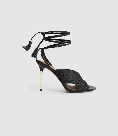 Minerva Black Braided Ankle Strap Sandals – REISS