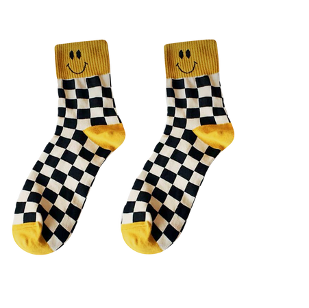 smiley checkerboard socks