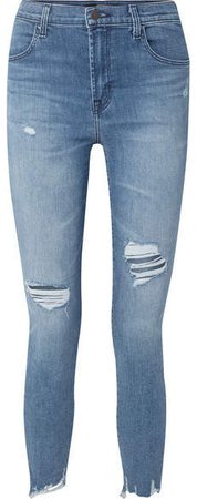 Alana Cropped Distressed High-rise Skinny Jeans - Mid denim