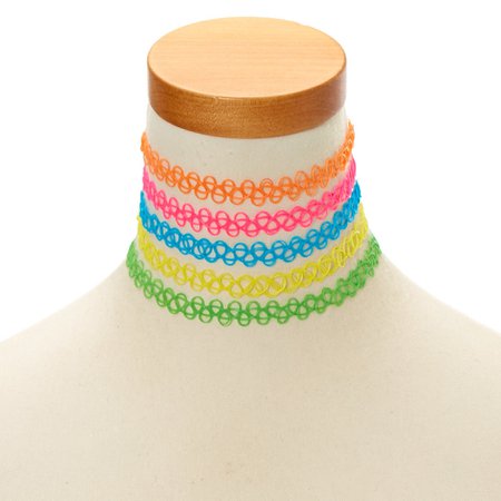 Neon Tattoo Chokers - 5 Pack | Claire's US