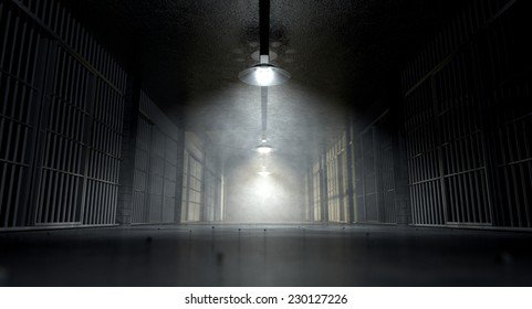 Concept Image Eerie Corridor Prison Night Stock Illustration 230127226
