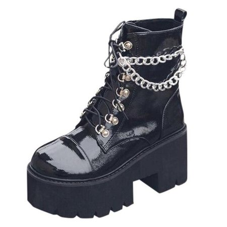 goth platform boots with chains