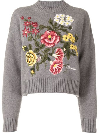 Shop multicolour Alanui floral-embroidered jumper with Express Delivery - Farfetch