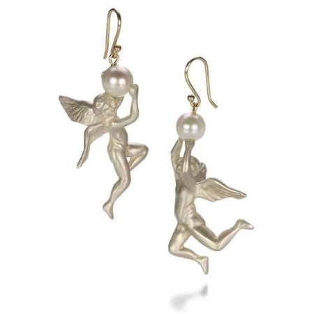 angel and pearl earrings