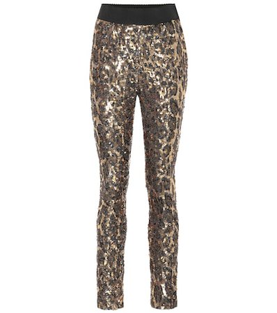 Leopard sequined leggings
