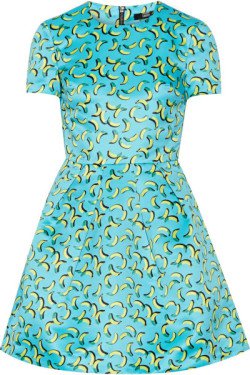Marcus Lupfer Blue Bananas Frankie Print Satin Mini Dress