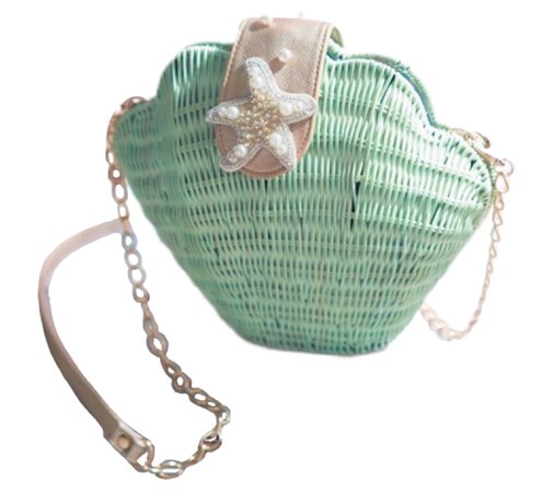 seashell wicker purse
