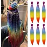 AIDUSA Ombre Braiding Hair 5Pcs Synthetic Braiding Hair Extensions Colorful Braiding Hair 4 Tone for Women Hair Braids Twist Crochet Braids 24 Inch 100g (#60 Rainbow Color)