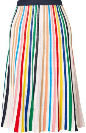 Striped Stretch-knit Skirt - Pink