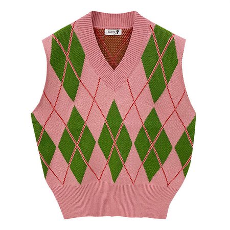 Green & Pink Argyle Vest | BOOGZEL APPAREL – Boogzel Apparel