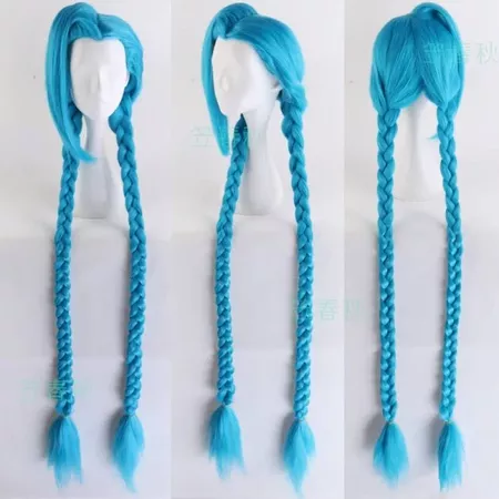 120cm/46.8" LOL Jinx Cosplay Wig Jinx Blue Braids The Loose Cannon Wig with Blue Plaits Jinx | Google Shopping