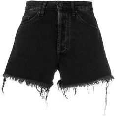Black frayed jean shorts