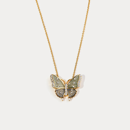 green and gold butterfly necklace