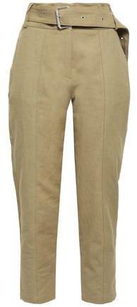 Infelasa Cropped Linen And Cotton-blend Tapered Pants
