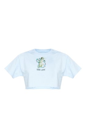Baby Blue True Love Slogan Crop T Shirt - Tops - from £4 - Clothing | PrettyLittleThing