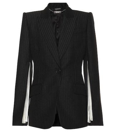 Wool-blend pinstripe blazer