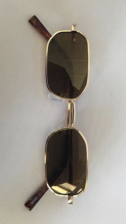gold rim square frame sunglasses