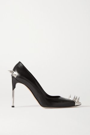 Spiked Leather Pumps - Black