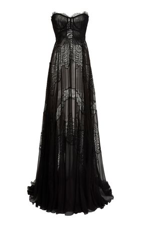 Silk Chiffon And Lace Gown By Zuhair Murad | Moda Operandi