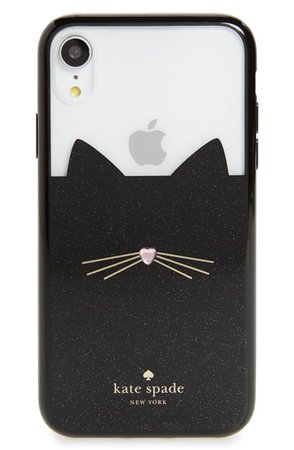 kate spade new york jeweled glitter cat iPhone X/Xs/Xs Max & XR case | Nordstrom