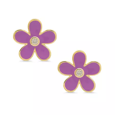 Flower CZ Stud Earrings - Purple – Lily Nily
