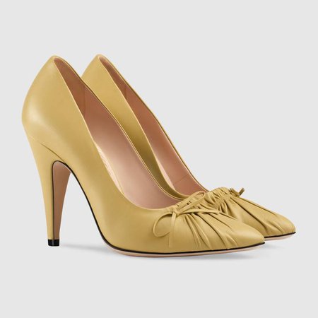 Leather pump in Light Mustard leather | Gucci Women's High Heels Pumps