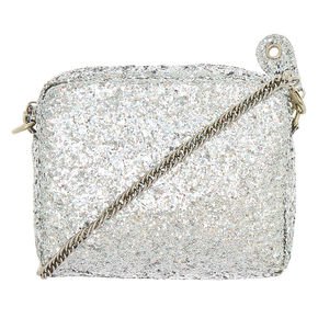 silver glitter handbag