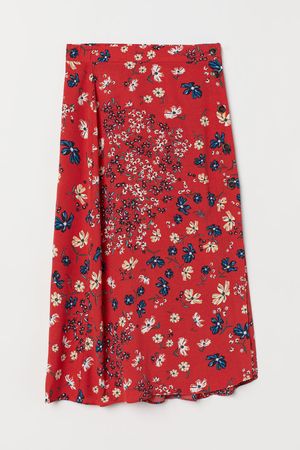 Calf-length Skirt - Red/floral - Ladies | H&M US