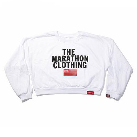 TMC Stacked Logo Croptop - White – The Marathon Clothing