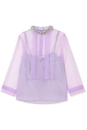 Marc Jacobs | Crystal-embellished ruffled organza blouse | NET-A-PORTER.COM
