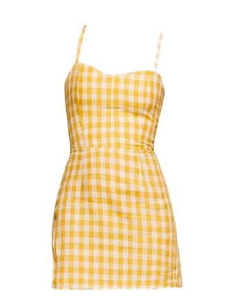 mini dress yellow gingham