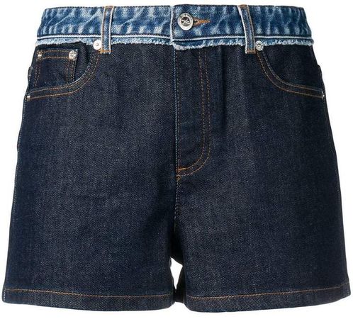 mid rise panelled denim shorts