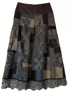 patchwork tiered skirt