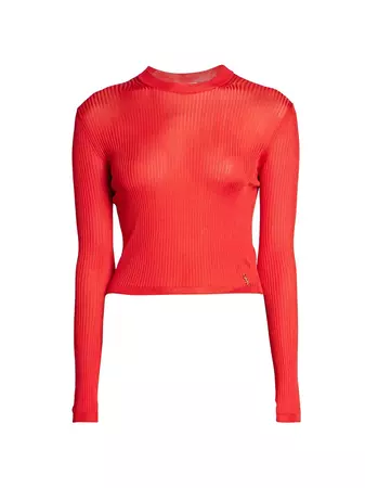 Shop Saint Laurent Cropped Rib-Knit Sweater | Saks Fifth Avenue