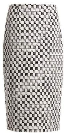 Sigma Geometric Jacquard Pencil Skirt - Womens - Black White