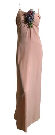 Rose Pink Crepe Evening Dress with Lush Bouquet of Flowers circa 1930s – Dorothea's Closet Vintage