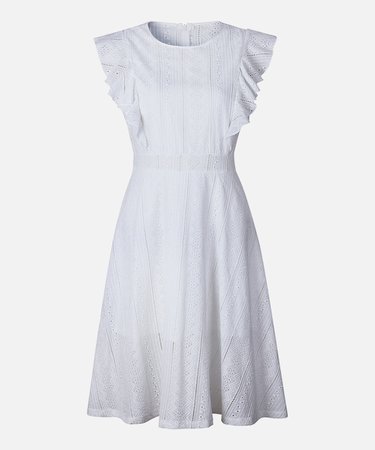 Yokodea White Eyelet Ruffle-Accent A-Line Dress – Women | zulily – eyelet dress womens – The Dress Information Ideas