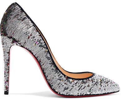 Pigalle Follies 100 Sequined Canvas Pumps - Silver