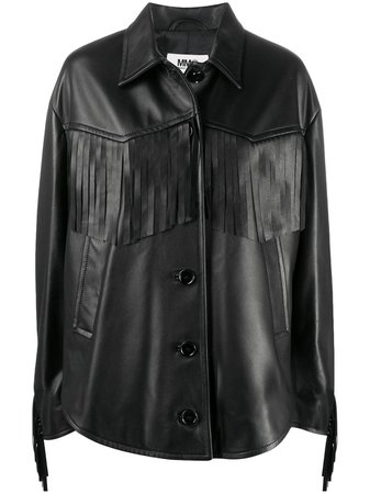 MM6 Maison Margiela Oversize Fringed Leather Jacket - Farfetch