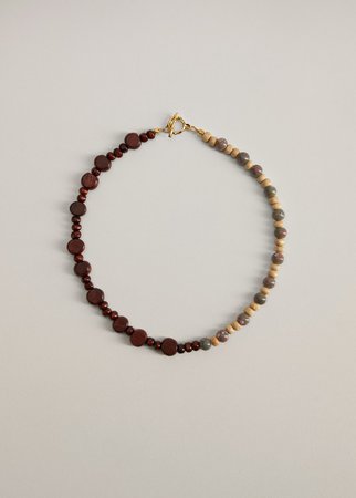 Mixed bead necklace - Women | Mango USA brown