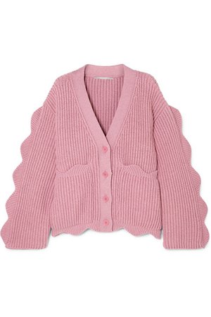 Stella McCartney | Scalloped ribbed cotton and wool-blend cardigan | NET-A-PORTER.COM