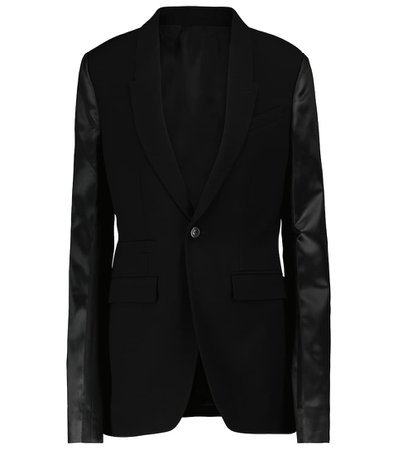 Rick Owens - Leather-trimmed wool-blend blazer | Mytheresa